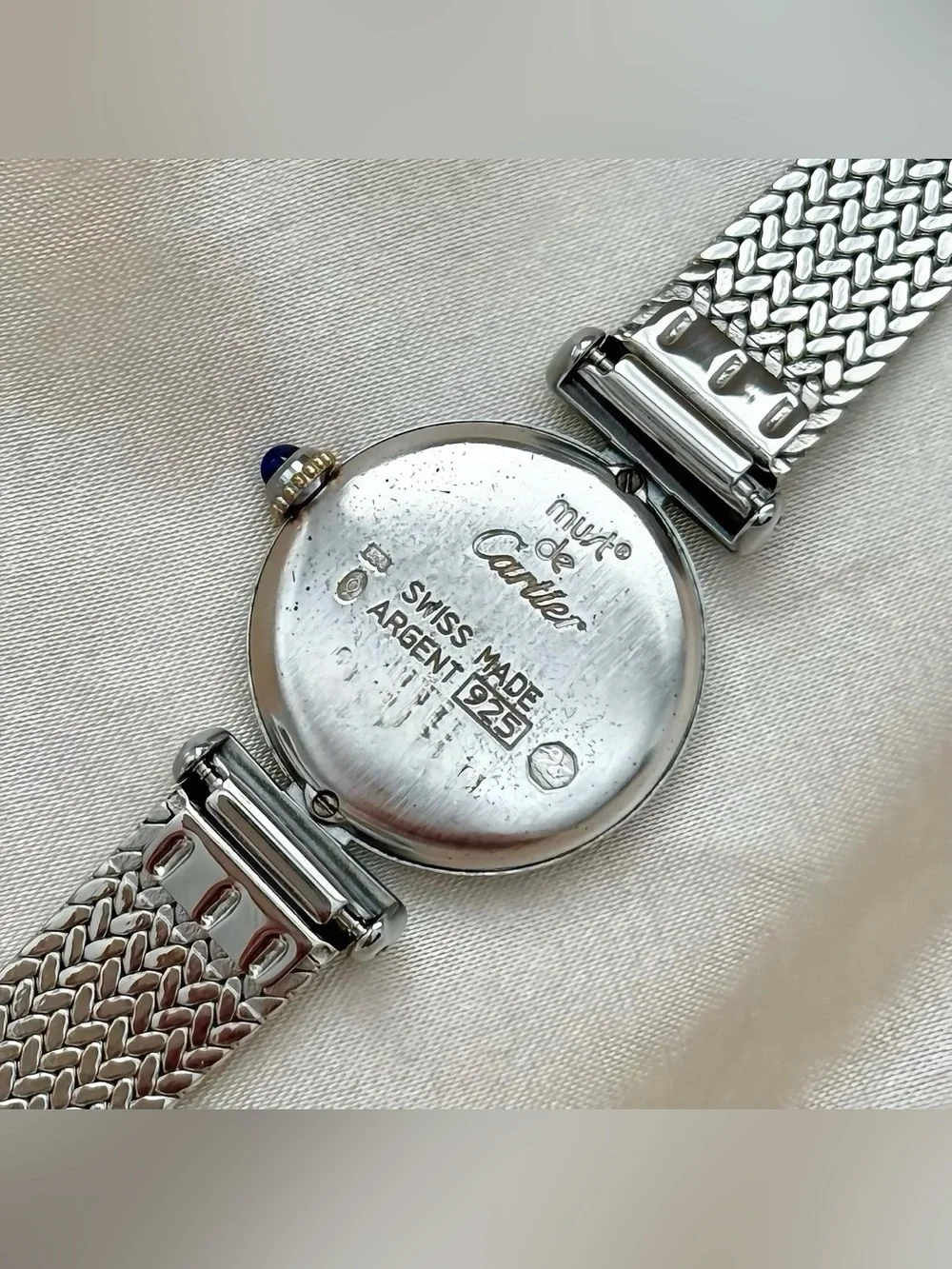 AUTHENTIC VINTAGE CARTIER SILVER WATCH - WITH BOX